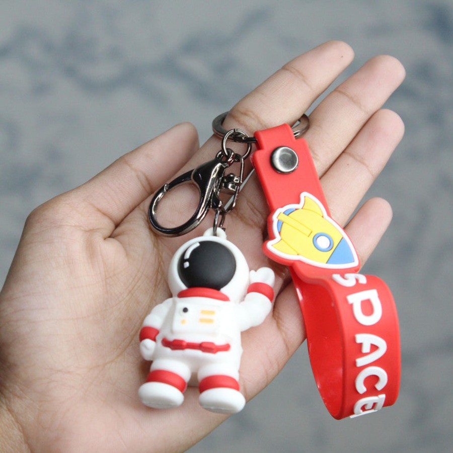 Gifts Wonderland | Wonderland Space Keychain In Red 2-In-1 Cartoon Style Keychain And Bag Charms Fun And Functional Accessories For Bags And Keys