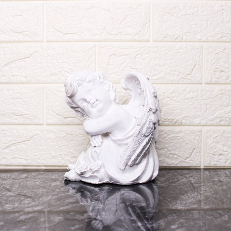 Home Decor Wonderland Table Top Decor | Pure White Angel Showpiece For Home And Garden Decor