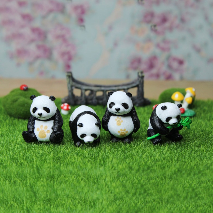 Miniature Fairy Garden Wonderland | Miniature Toys : (Set Of 4) Pandas For Fairy Garden Accessories