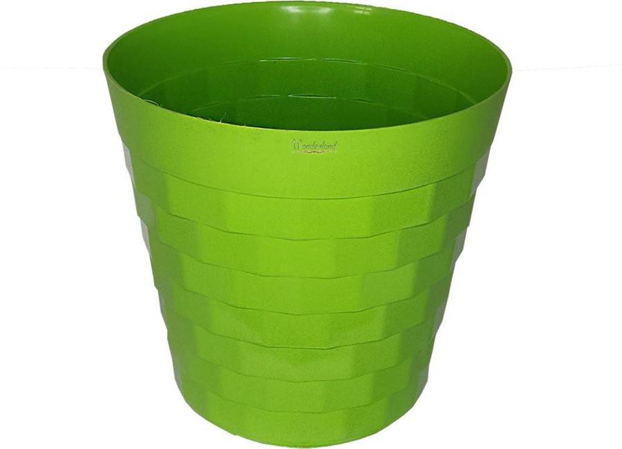 Garden Planters Wonderland | ( Set Of 6) 10 Inches Brix Plastic Round Garden Pots For Outdoor (Green)