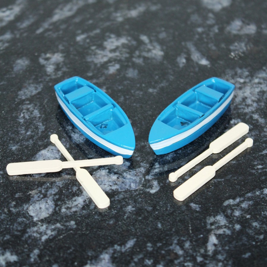 Miniature Fairy Garden Wonderland | Set Of 2 : Blue Boat With Two Ores Fairy Garden Toys, Miniature Garden Decorations