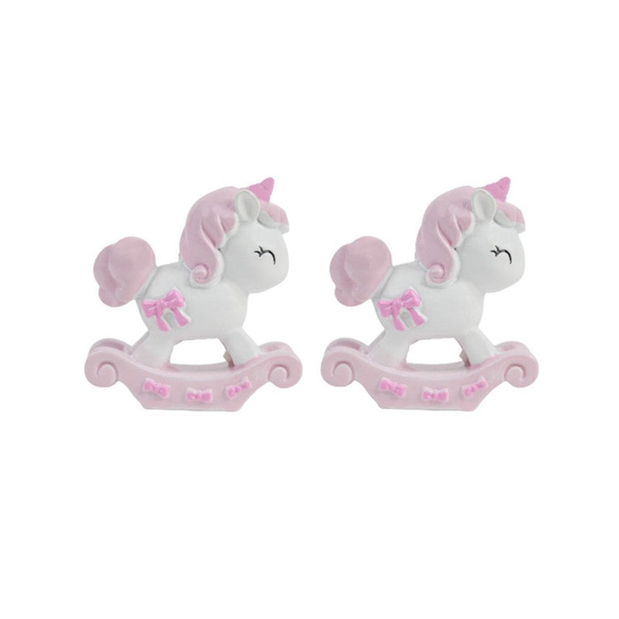 Miniature Fairy Garden Wonderland | Unicorn Baby Rocker (Set Of 2 )( Miniature Toys , Cake Toppers , Small Figuine, Unicorn Figurine)