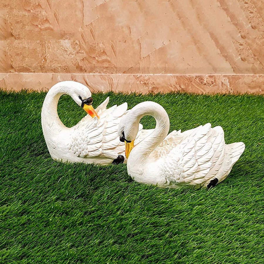 Garden Decor Wonderland Garden Statues | (Pack Of 2) Swan Front & Back Statue For Garden Decoration