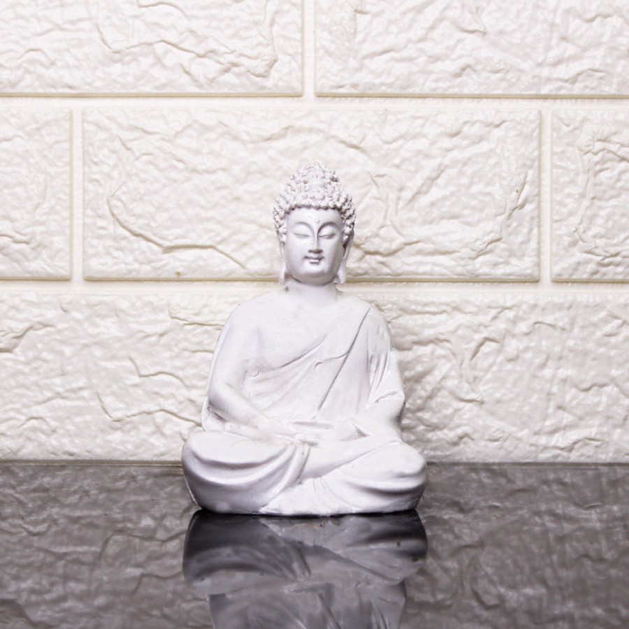 Garden Decor Wonderland Buddha And Monk Statue | Small Buddha Statue For Home Decoration (White)