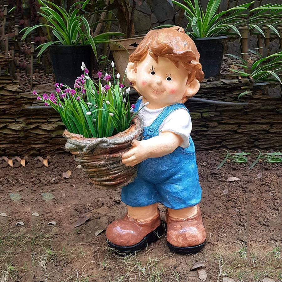 Garden Planters Wonderland | Boy With Pot Planter For Garden Decoration