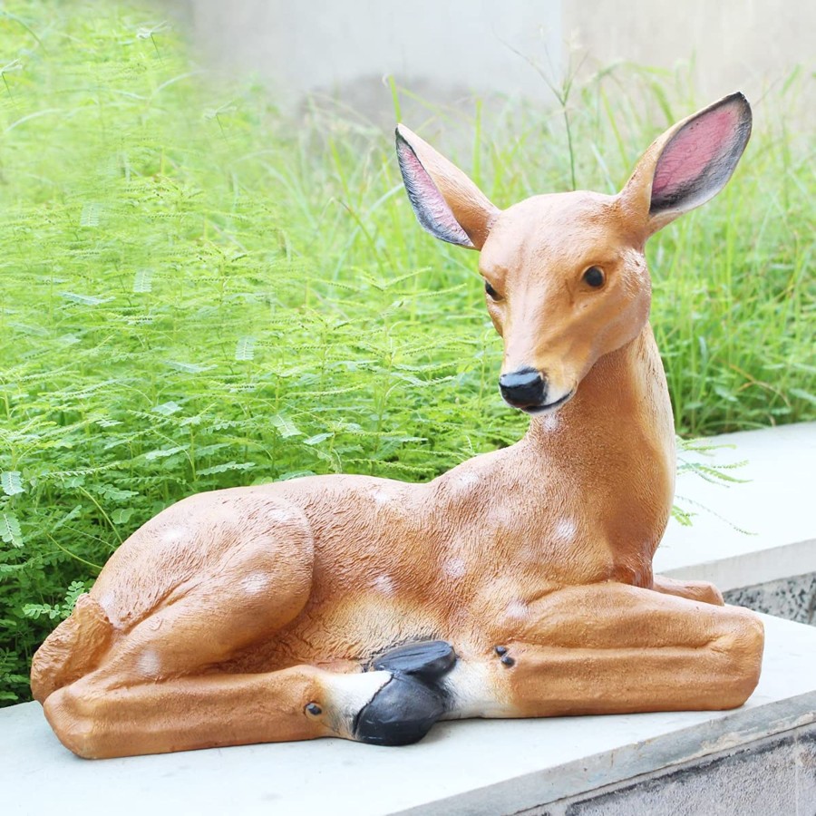 Garden Decor Wonderland Garden Statues | Deer Sitting On Right For Garden Decoration