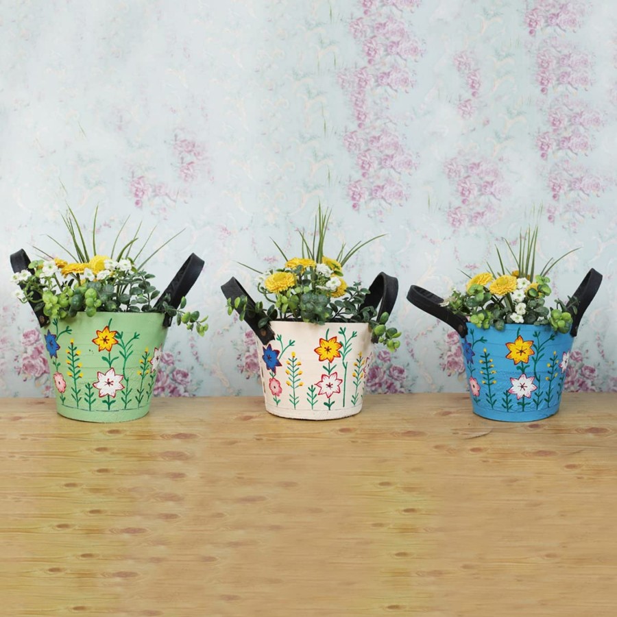 Garden Planters Wonderland | (Set Of 3) Leather Pots With Handle For Home And Garden Decoration