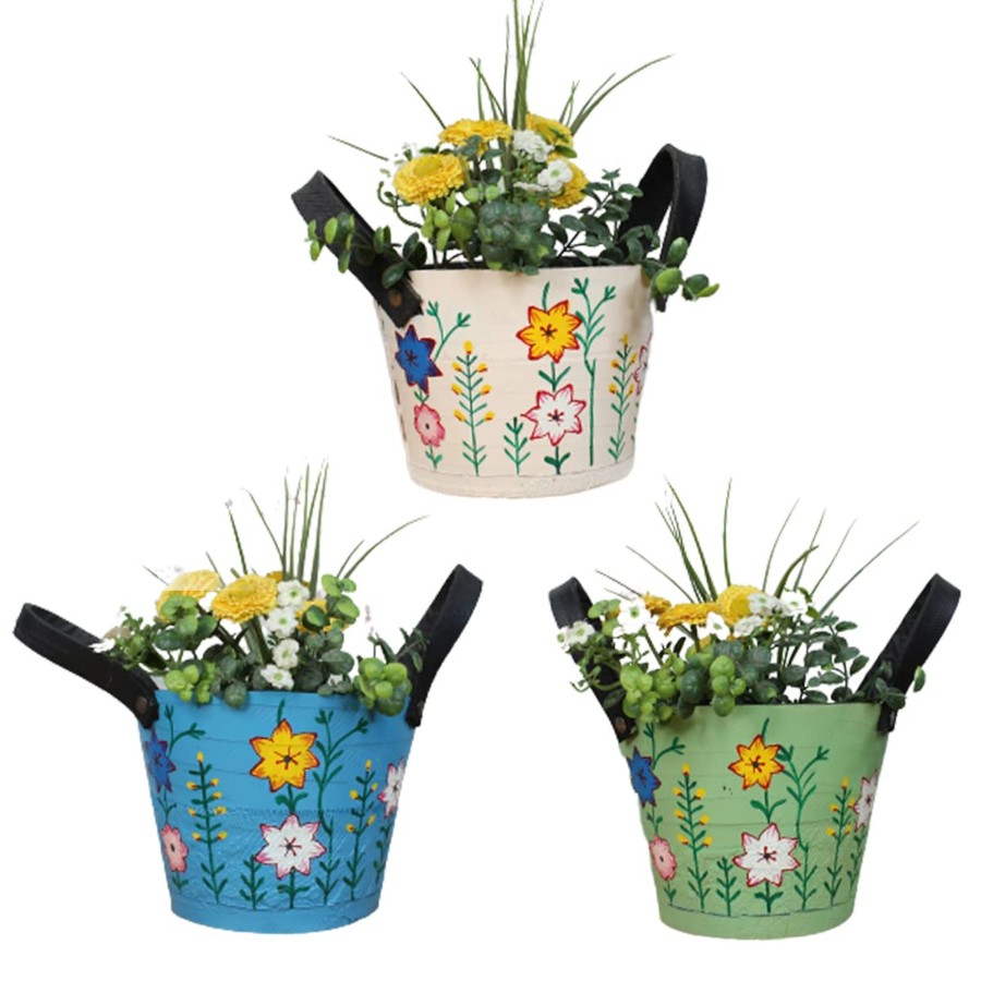 Garden Planters Wonderland | (Set Of 3) Leather Pots With Handle For Home And Garden Decoration