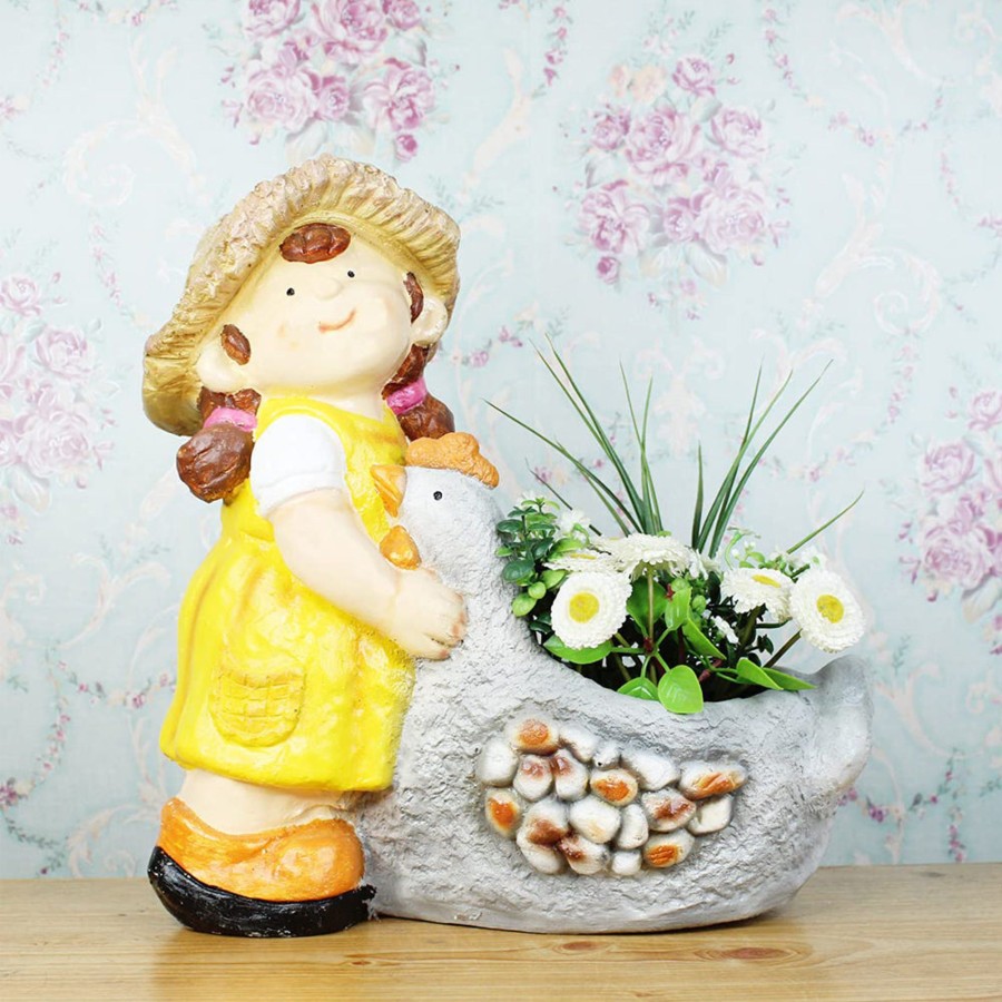 Garden Planters Wonderland | Girl With Duck Pot Planter For Garden And Balcony Decoration