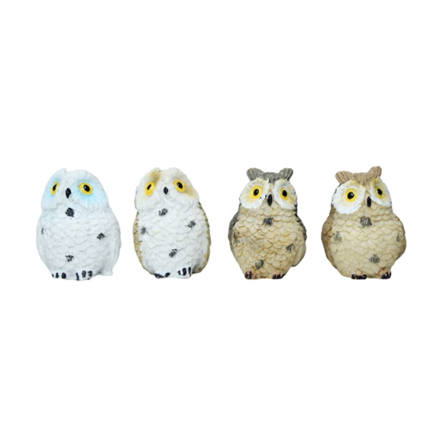 Miniature Fairy Garden Wonderland Garden Arts and Craft | (Set Of 4) Resin Owls Miniature Toys Fairy Garden