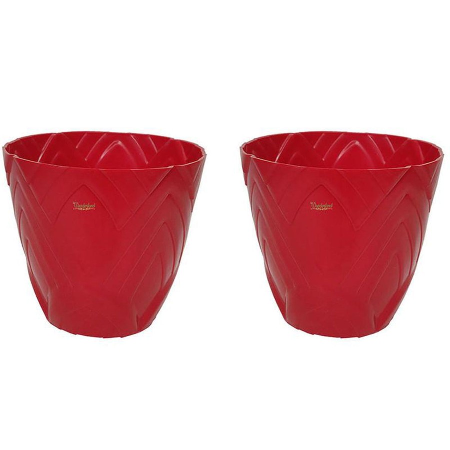 Garden Planters Wonderland | Set Of 2 : Red Lotus 8 Inches Pp/ Pvc / High Quality Plastic Planter