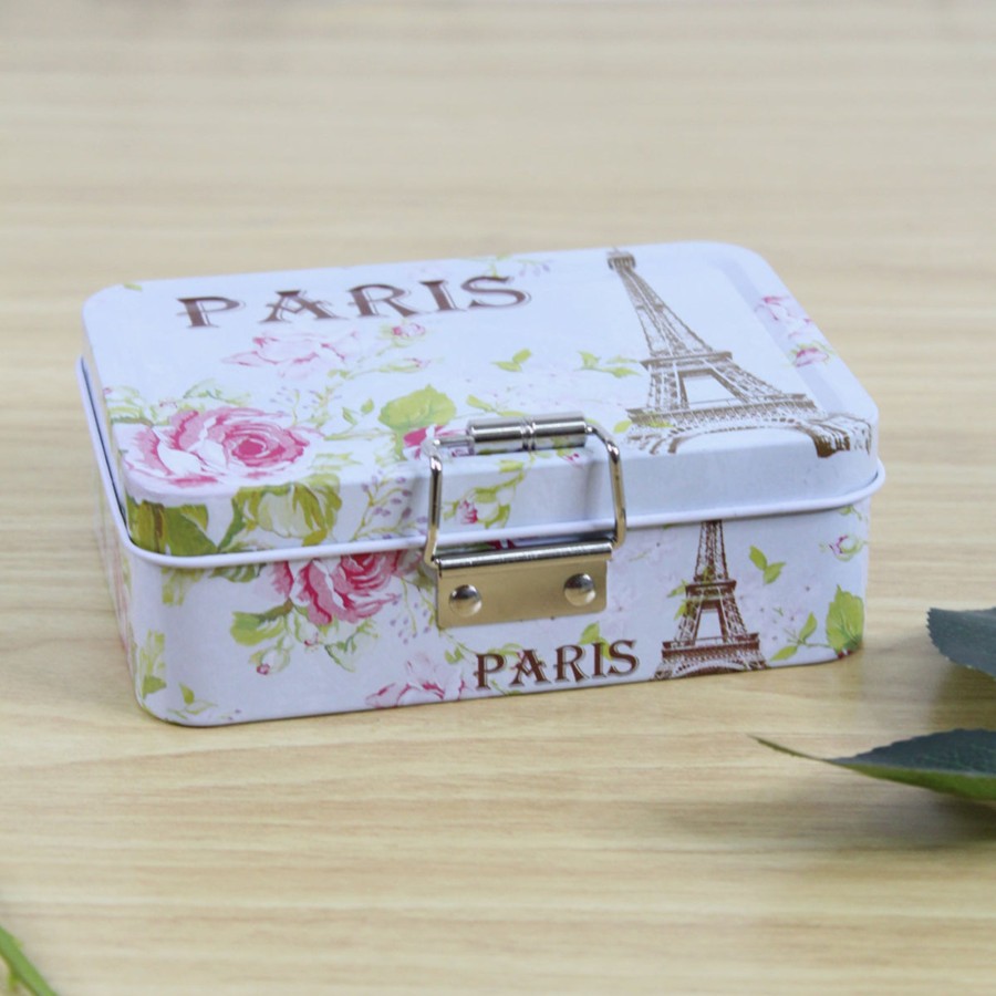 Home Decor Wonderland Container | Paris Print Storage Box With Lock