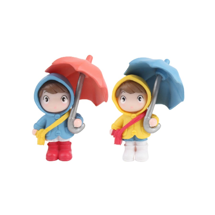 Miniature Fairy Garden Wonderland | Open Umbrella Holding Couple-1 ( Miniature Toys , Cake Toppers , Small Figuine, Valentine Couple)