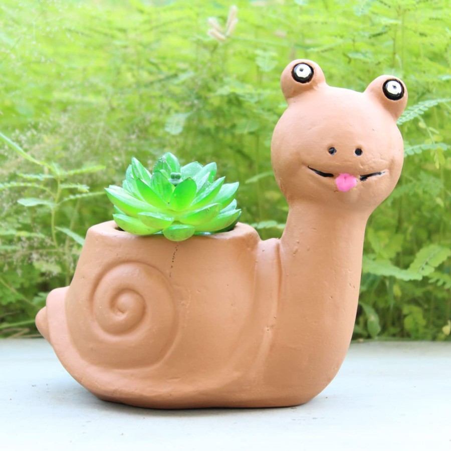 Garden Planters Wonderland | Terracotta Snail Pot For Small Plants & Succulents