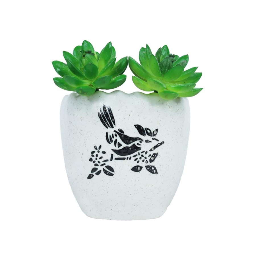 Garden Planters Wonderland | Ceramic Small Flower Shape Pot For Home Decoration (White)