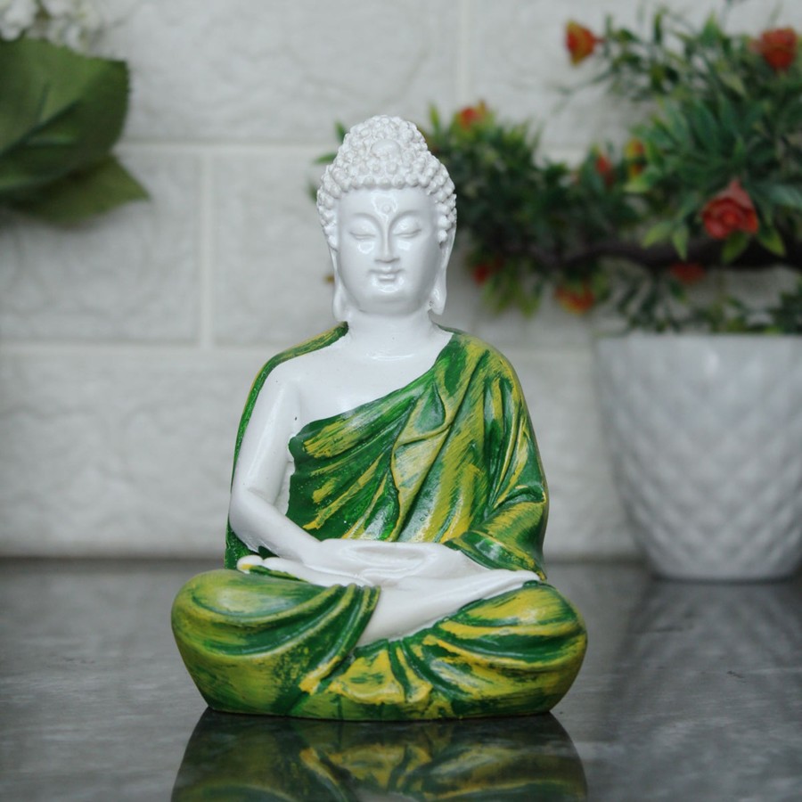 Miniature Fairy Garden Wonderland | (5 Inch) Small Buddha Statue (Green)