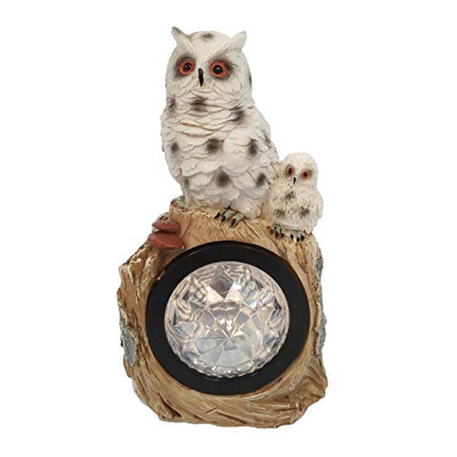 Garden Decor Wonderland Garden Statues | White Owl Solar Light For Garden Decoration