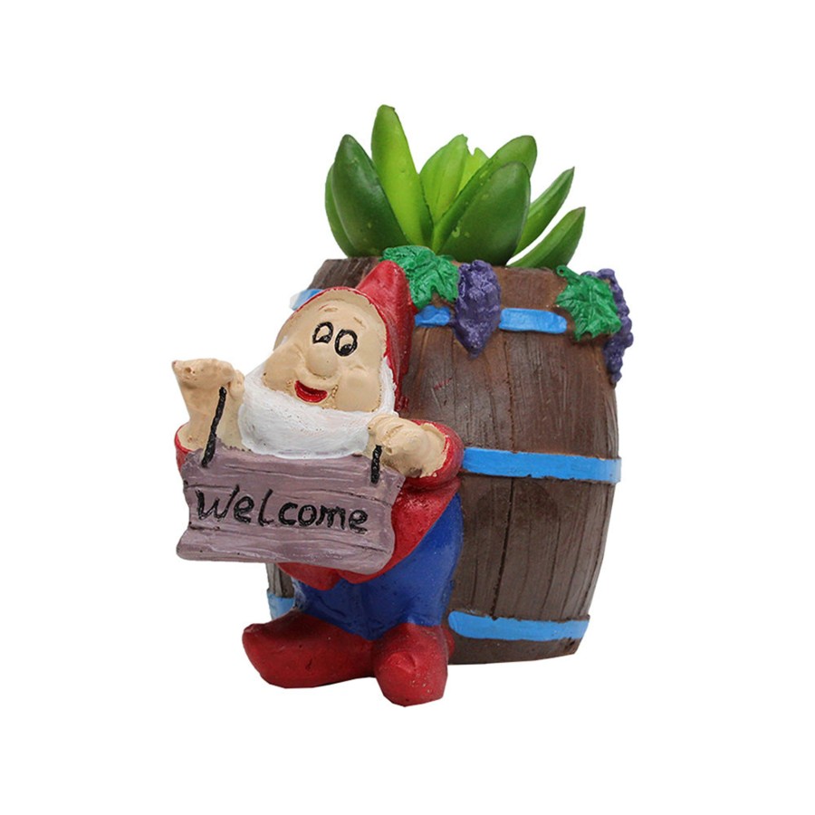 Garden Planters Wonderland | Gnome With Barrel Succulent Pot For Home And Balcony Decoration