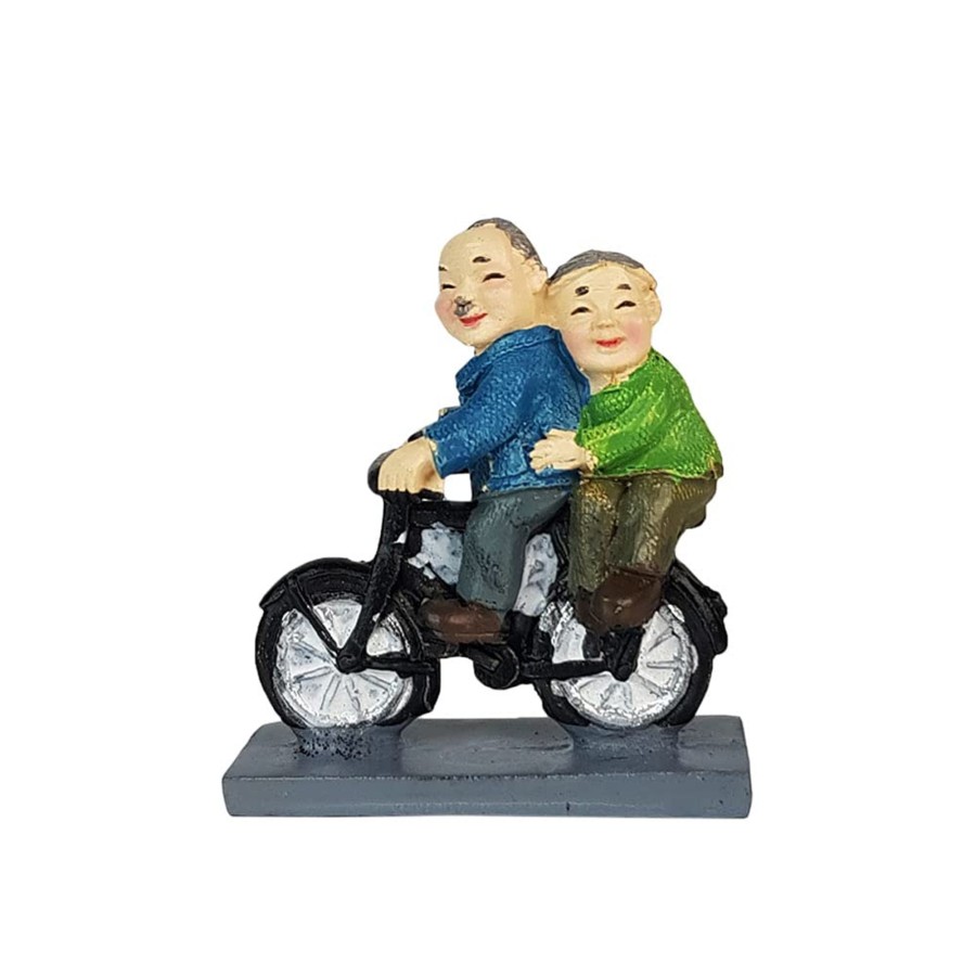 Miniature Fairy Garden Wonderland Garden Arts and Craft | Old Couple On Cycle (Single Pc) Miniature Garden Decorations, Terranium Decor, Miniature Fairy Garden