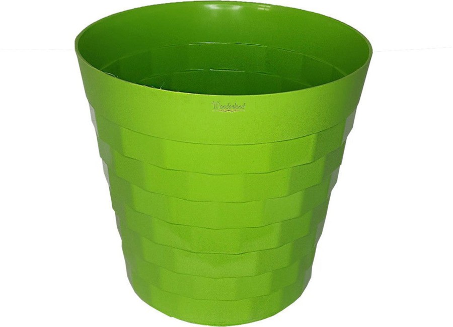 Garden Planters Wonderland | ( Set Of 4) 10 Inches Brix Plastic Round Garden Pots For Outdoor (Green)