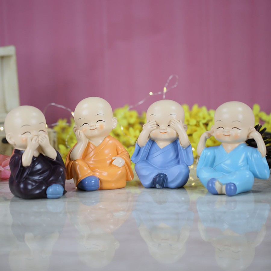 Miniature Fairy Garden Wonderland | Wonderland ( Set Of 4) 2.3 Inch Height Cute Four Sitting Monk