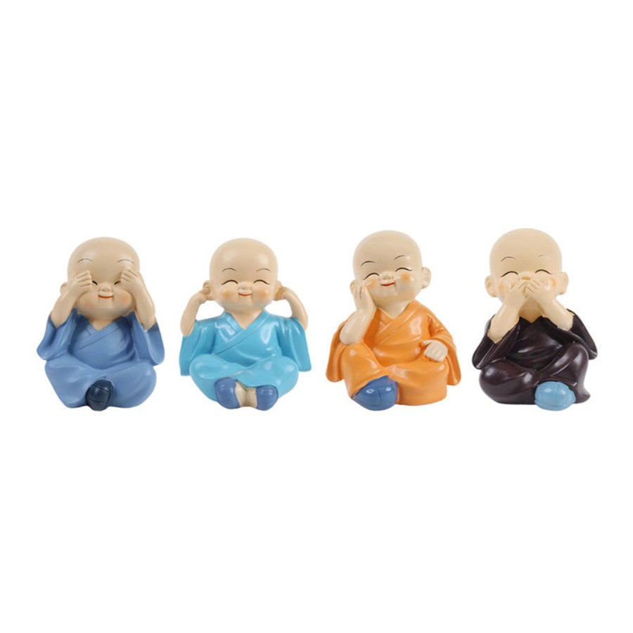 Miniature Fairy Garden Wonderland | Wonderland ( Set Of 4) 2.3 Inch Height Cute Four Sitting Monk