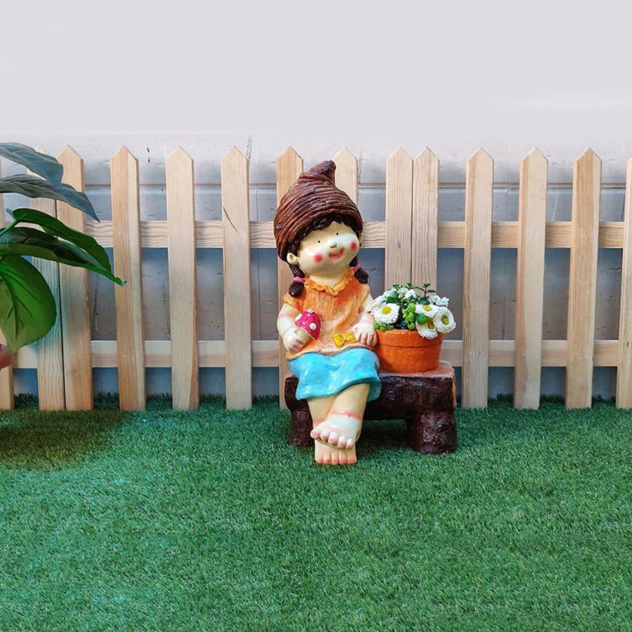 Garden Planters Wonderland | Girl Sitting On Bench With Pot Planter For Balcony And Decoration