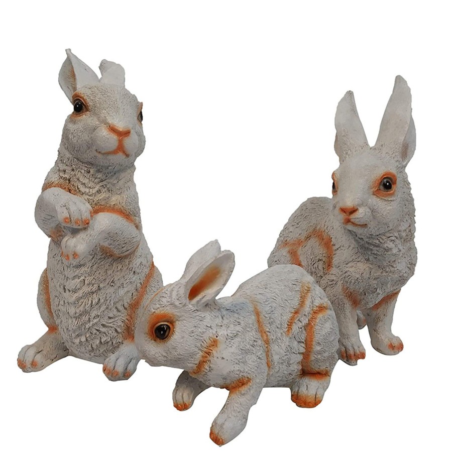 Garden Decor Wonderland Garden Statues | (Set Of 3) Rabbit Statue For Garden Decoration (White)