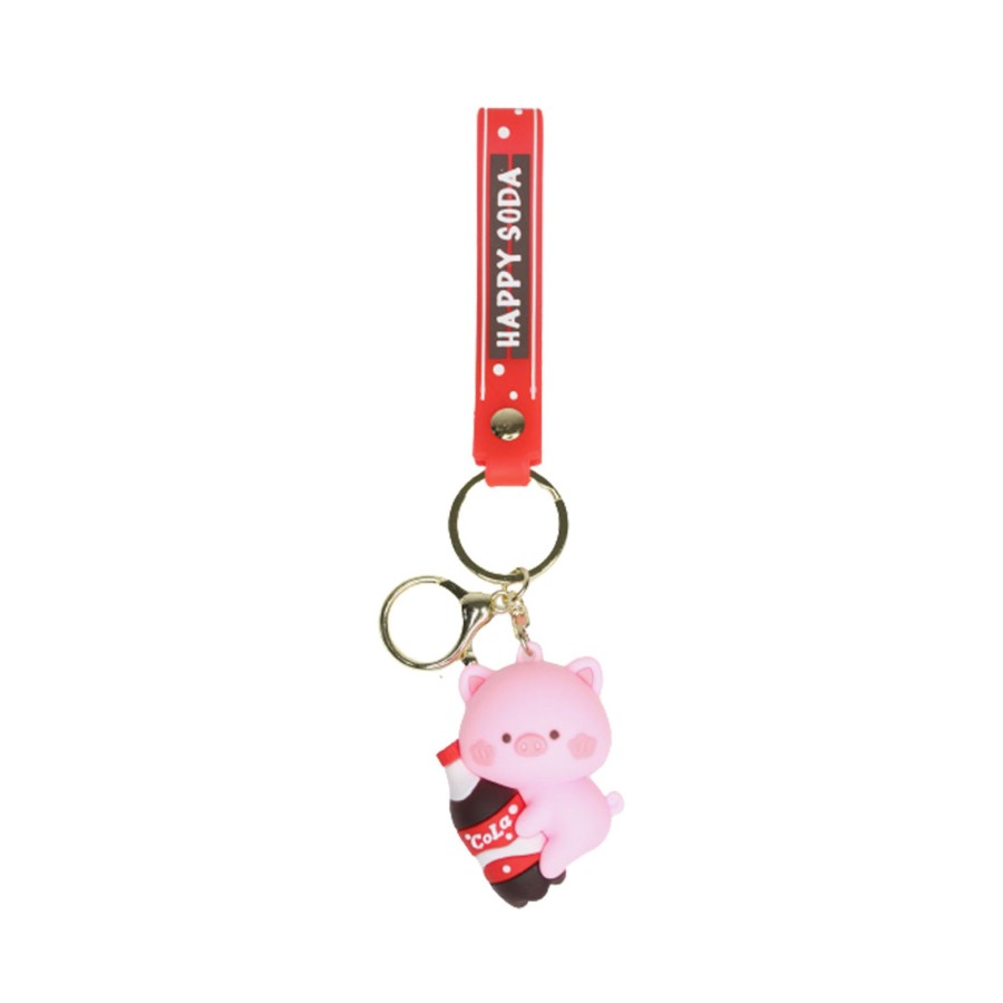 Gifts Wonderland Garden Arts and Craft | Pink Pig Cartoon Style Keychain With Band