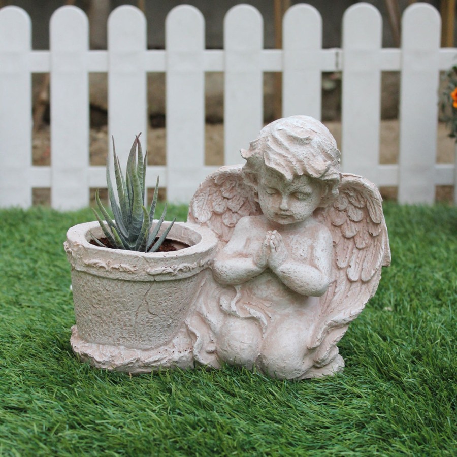 Garden Planters Wonderland | Praying Angel/Cherub With Pot Planter For Home And Garden Decoration