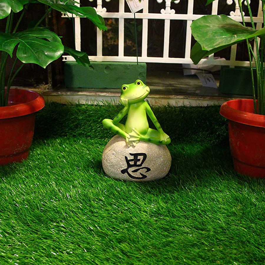 Garden Decor Wonderland Garden Statues | Frog Sitting On Stone For Home And Garden Decoration