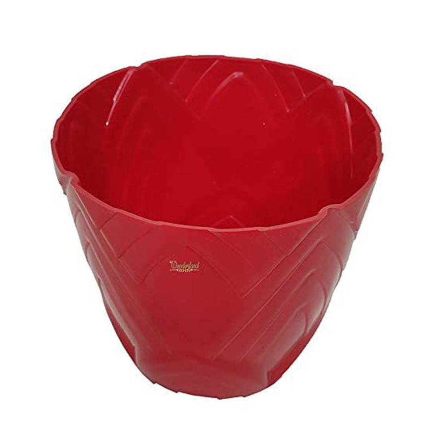 Garden Planters Wonderland | Set Of 6 : Red Lotus 8 Inches Pp/ Pvc / High Quality Plastic Planter