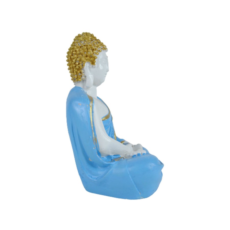 Garden Decor Wonderland Buddha And Monk Statue | (5 Inch) Small Buddha Statue (Blue)