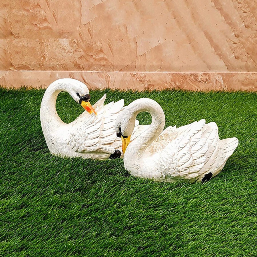 Garden Planters Wonderland | (Pack Of 2) Swan Front & Back Statue For Garden Decoration