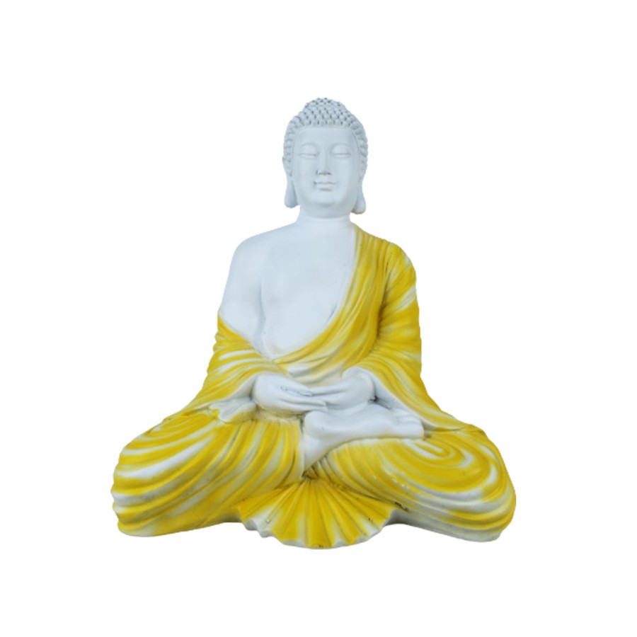 Garden Decor Wonderland Garden Statues | 14 Inches Buddha Statue For Home And Garden Decoration (Yellow)