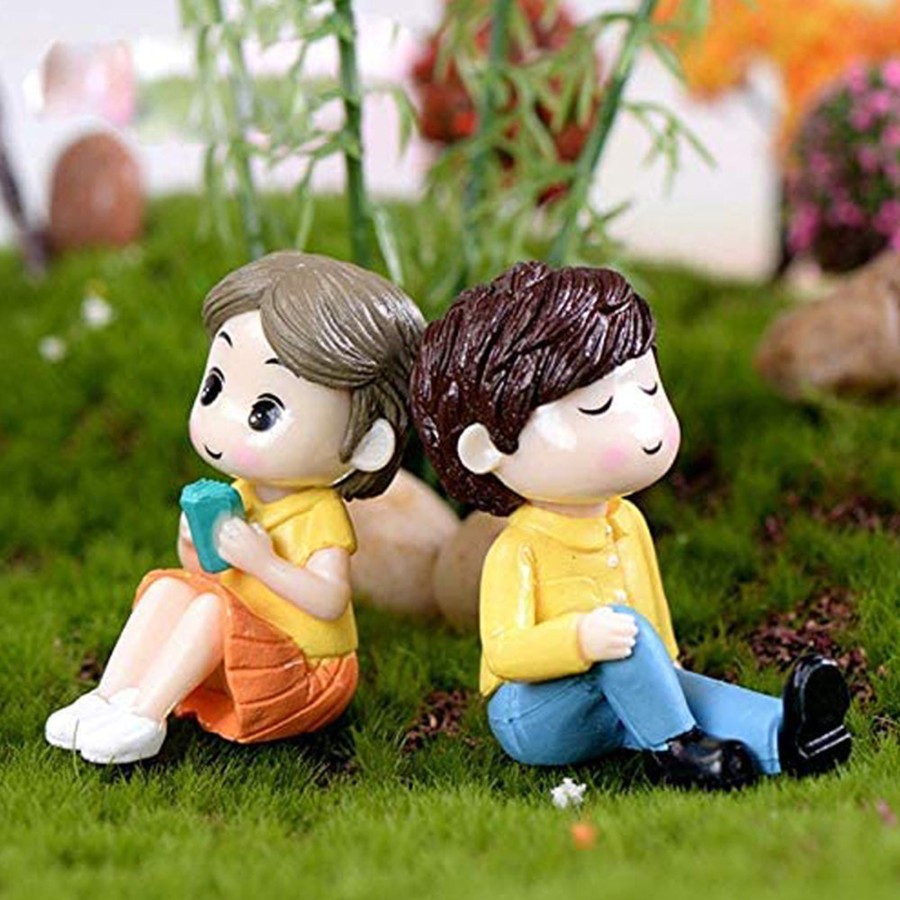 Miniature Fairy Garden Wonderland | Miniature Toys : (Set Of 2) Kids Sitting Sipping For Fairy Garden Accessories