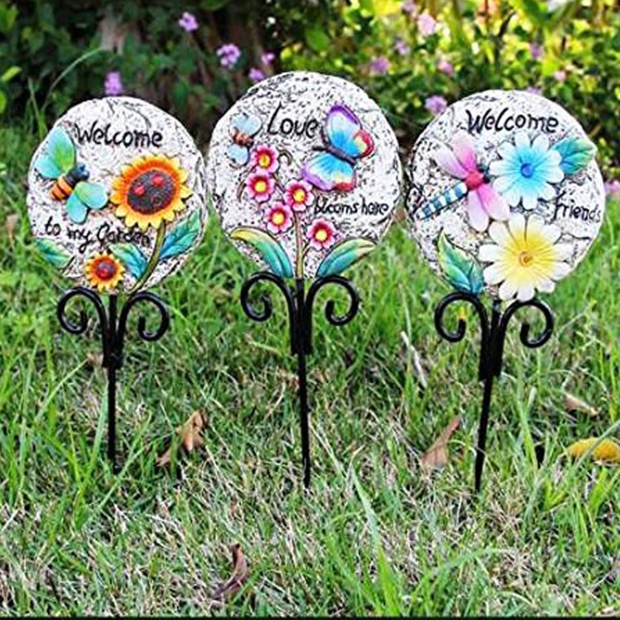 Garden Decor Wonderland Garden Stickes | (Set Of 3) Stones Stake/Stick For Garden Decoration