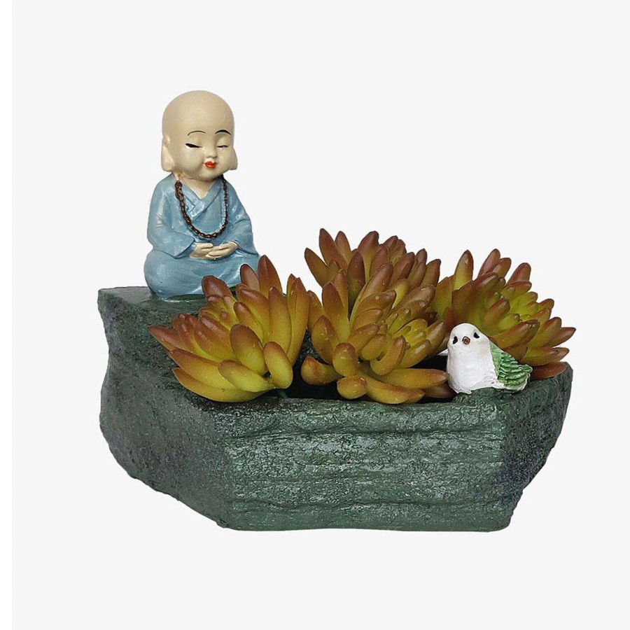 Garden Planters Wonderland | Monk Succulent Pot For Home And Balcony Decoration (White)