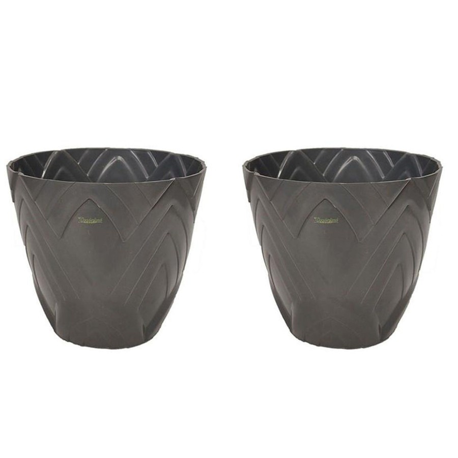 Garden Planters Wonderland | Set Of 2 : Grey Lotus 8 Inches Pp/ Pvc / High Quality Plastic Planter