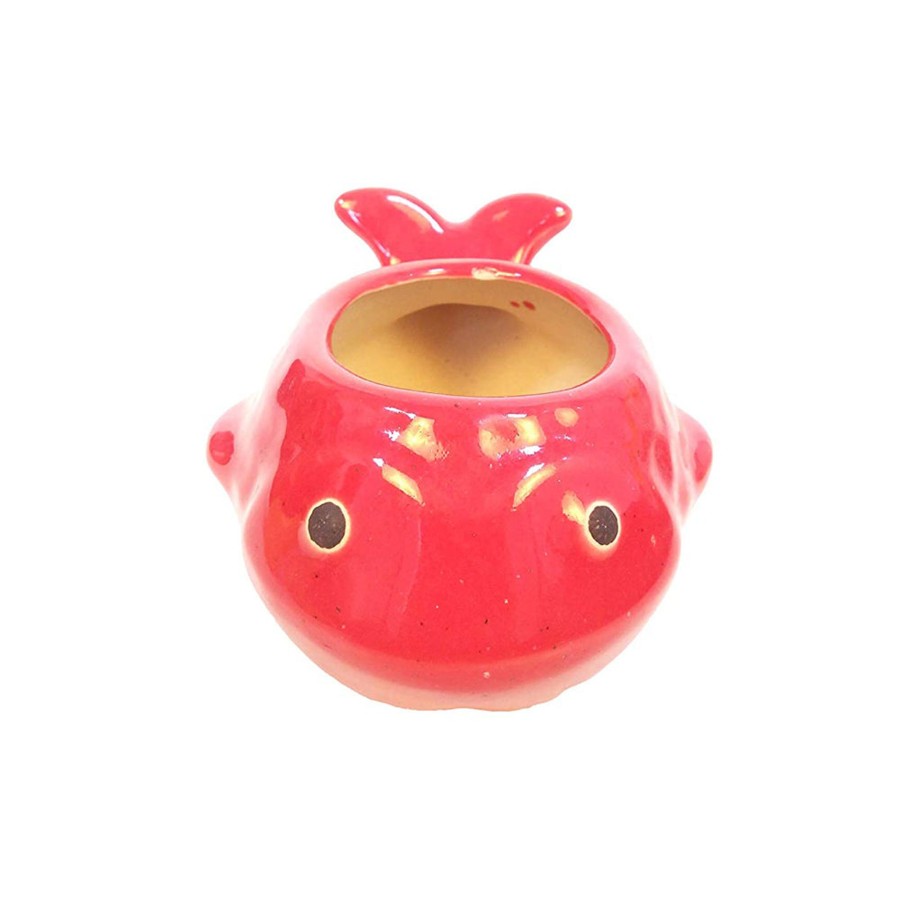 Garden Planters Wonderland | Fish Shape Ceramic Pot For Home And Garden Decoration (Red)