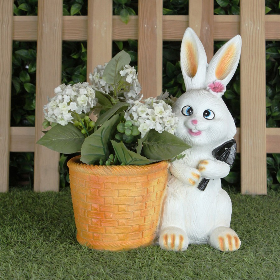 Garden Planters Wonderland | Bunny With Basket Planter Garden And Balcony Decoration