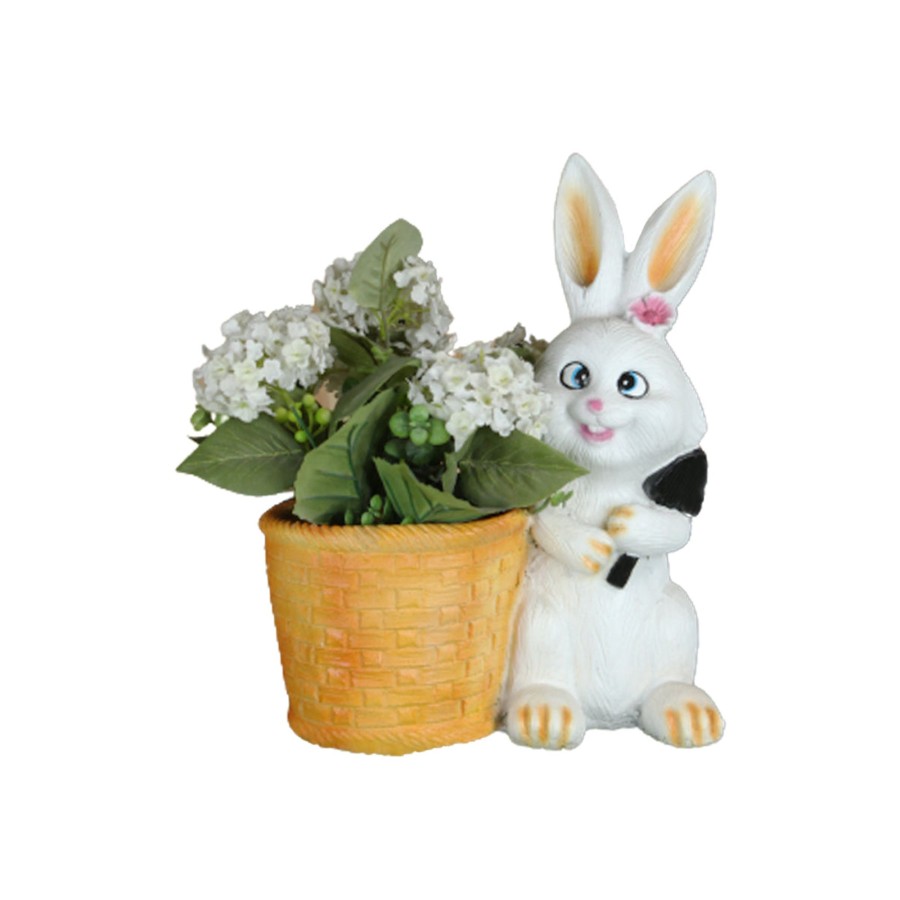 Garden Planters Wonderland | Bunny With Basket Planter Garden And Balcony Decoration