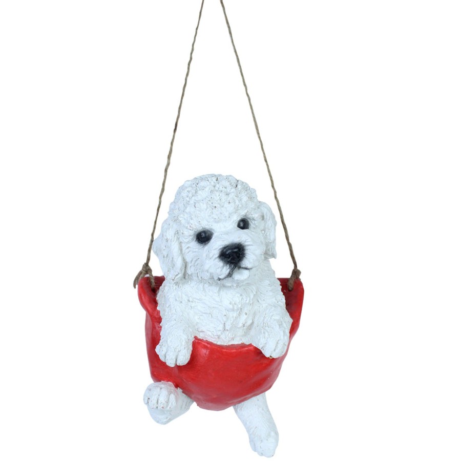 Garden Decor Wonderland Garden Statues | Puppy On Swing For Balcony And Garden Decoration (Red)