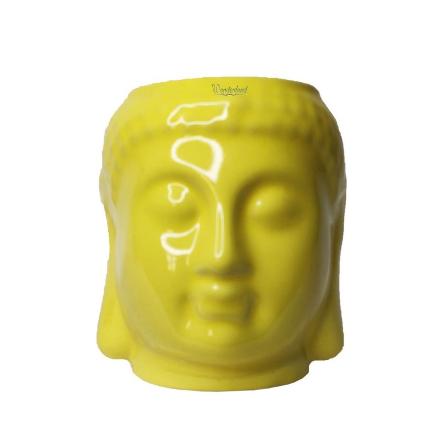 Garden Planters Wonderland | Buddha Ceramic Pot For Home And Garden Decoration (Yellow)