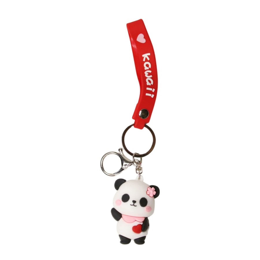 Gifts Wonderland | Wonderland Cute Panda Keychain In Red 2-In-1 Cartoon Style Keychain And Bag Charms Fun And Functional Accessories For Bags And Keys