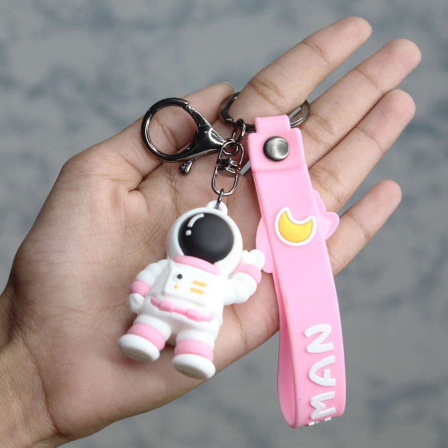 Gifts Wonderland | Wonderland Space Keychain In Pink 2-In-1 Cartoon Style Keychain And Bag Charms Fun And Functional Accessories For Bags And Keys