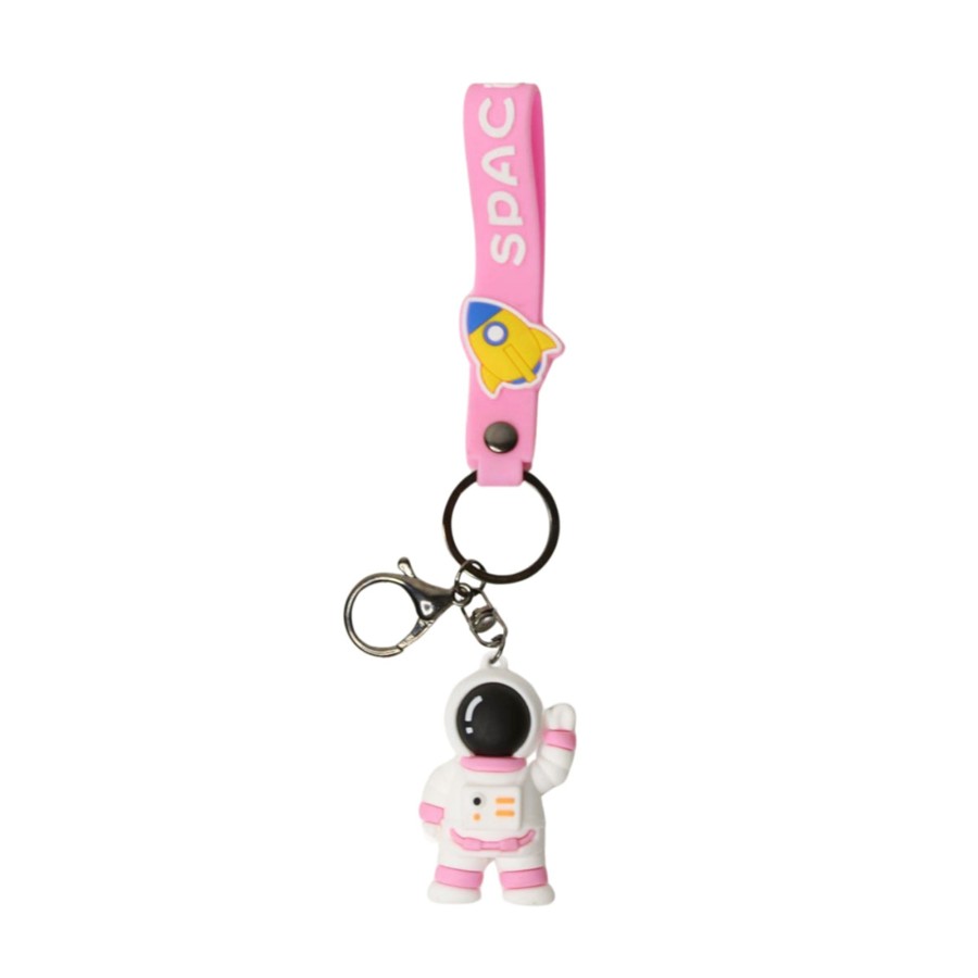 Gifts Wonderland | Wonderland Space Keychain In Pink 2-In-1 Cartoon Style Keychain And Bag Charms Fun And Functional Accessories For Bags And Keys