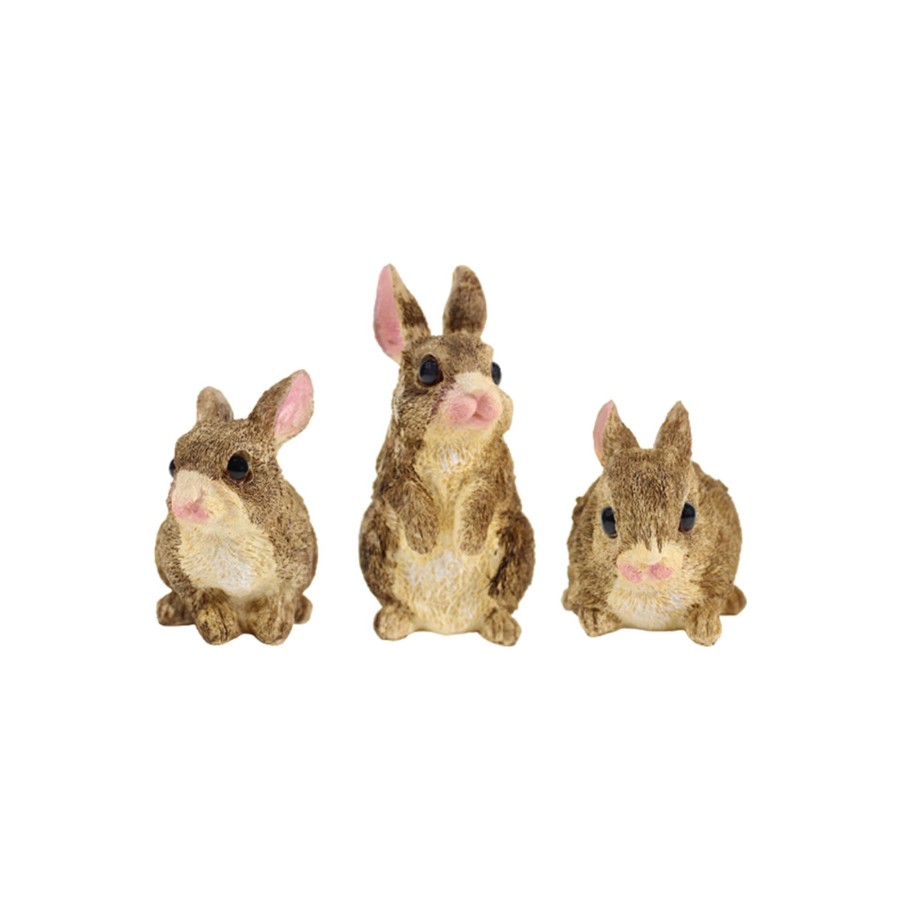 Home Decor Wonderland Animal And Bird Figurine | ( Set Of 3) Brown 4 Inches Three Rabbit Combination Set