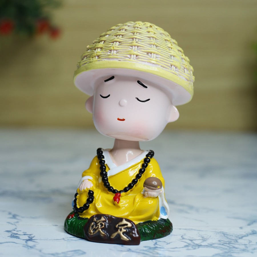 Miniature Fairy Garden Wonderland | Wonderland Single Piece Meditating Monk With Beads Shaking Head| Monk Statue| Home Decor| Gift Articles | Gift Item