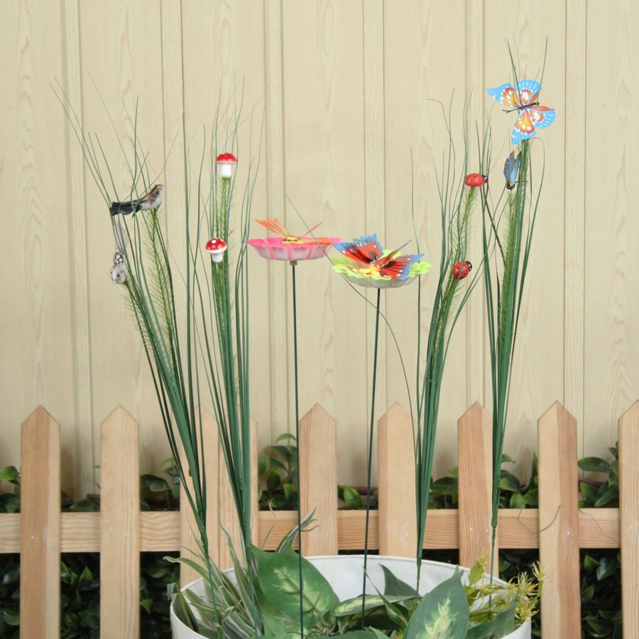 Garden Decor Wonderland Garden Stickes | (Set Of 6) Butterfly And Leaf Garden Stakes/Sticks